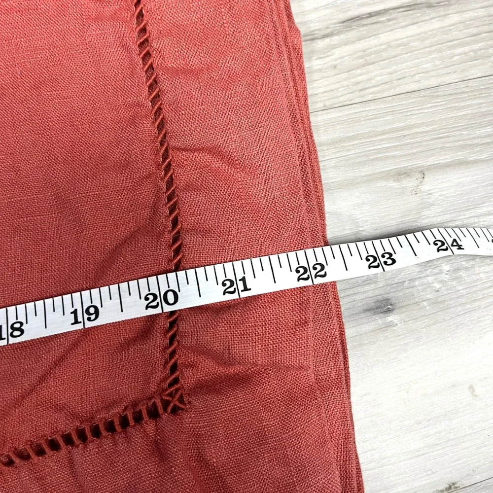 Pottery Barn 4‎ Pc. Square Terracotta 100% Linen Hemstitch Placemats 22